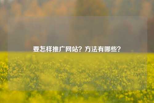 要怎样推广网站？方法有哪些？