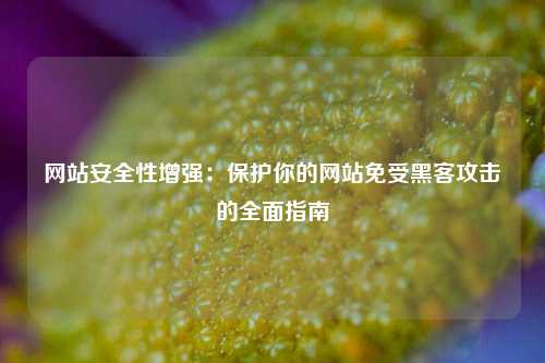 网站安全性增强：保护你的网站免受黑客攻击的全面指南