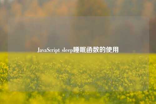 JavaScript sleep睡眠函数的使用