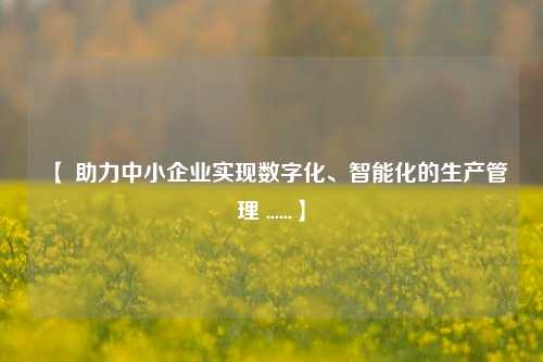 【 助力中小企业实现数字化、智能化的生产管理 ......】