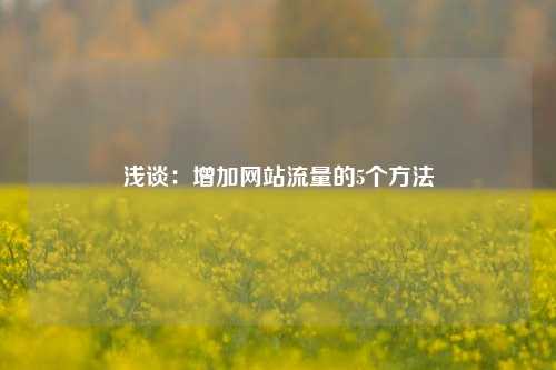 浅谈：增加网站流量的5个方法
