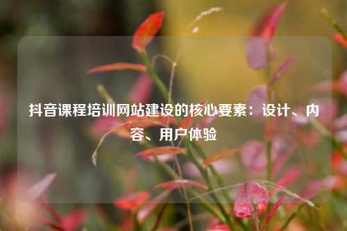 抖音课程培训网站建设的核心要素：设计、内容、用户体验