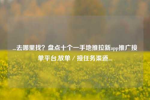...去哪里找？盘点十个一手地推拉新app推广接单平台,放单／接任务渠道...