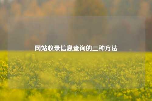 网站收录信息查询的三种方法