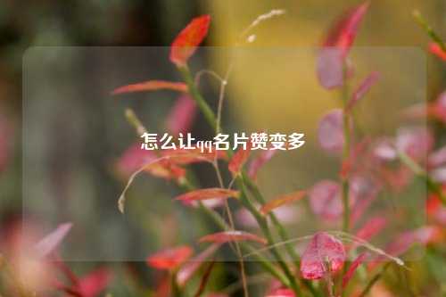 怎么让qq名片赞变多