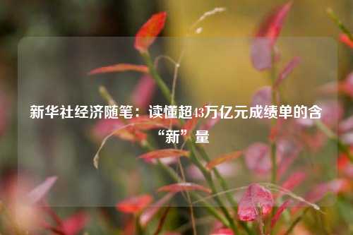 新华社经济随笔：读懂超43万亿元成绩单的含“新”量