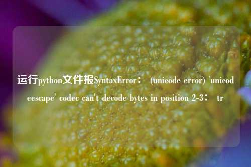运行python文件报SyntaxError： (unicode error) 'unicodeescape' codec can't decode bytes in position 2-3： tr
