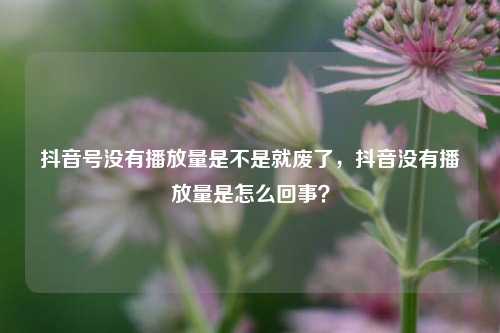 抖音号没有播放量是不是就废了，抖音没有播放量是怎么回事？