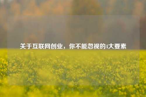 关于互联网创业，你不能忽视的4大要素