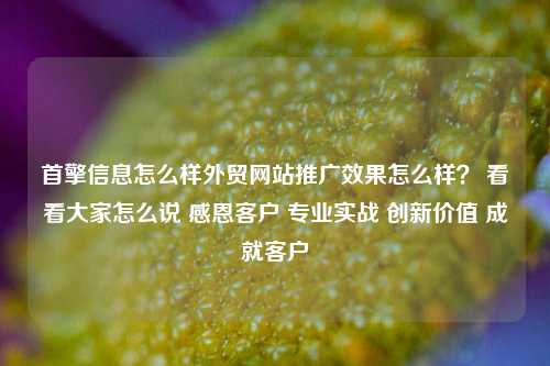 首擎信息怎么样外贸网站推广效果怎么样？ 看看大家怎么说 感恩客户 专业实战 创新价值 成就客户