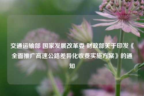 交通运输部 国家发展改革委 财政部关于印发《全面推广高速公路差异化收费实施方案》的通知