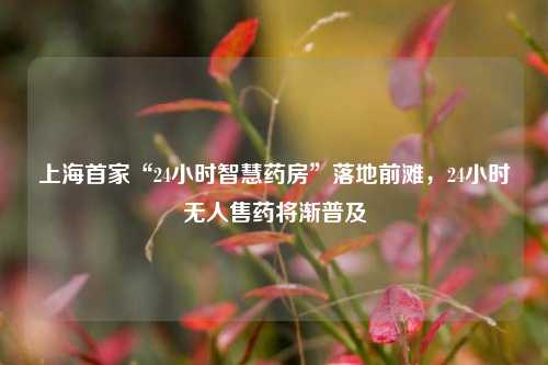 上海首家“24小时智慧药房”落地前滩，24小时无人售药将渐普及