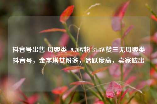抖音号出售 母婴类  9.70W粉 37.3W赞三无母婴类抖音号，金字塔女粉多，活跃度高，卖家诚出