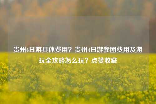 贵州4日游具体费用？贵州4日游参团费用及游玩全攻略怎么玩？点赞收藏