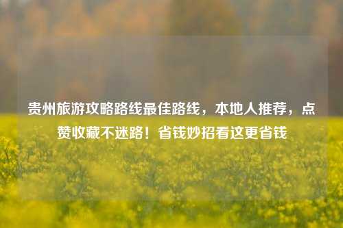 贵州旅游攻略路线最佳路线，本地人推荐，点赞收藏不迷路！省钱妙招看这更省钱