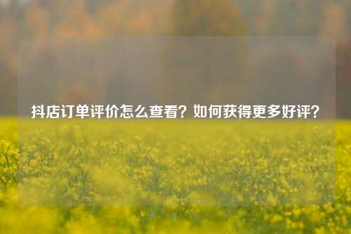 抖店订单评价怎么查看？如何获得更多好评？