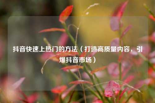 抖音快速上热门的方法（打造高质量内容，引爆抖音市场）