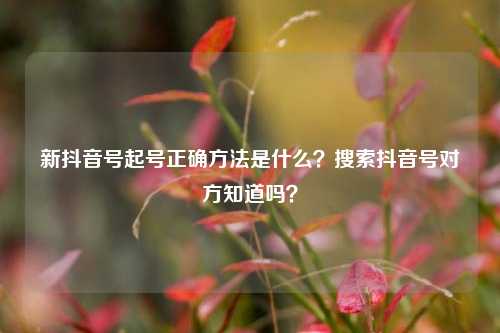 新抖音号起号正确方法是什么？搜索抖音号对方知道吗？
