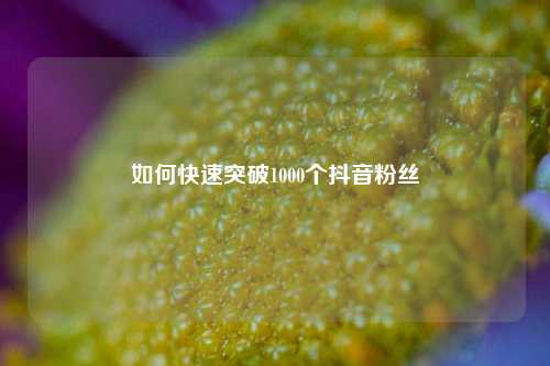 如何快速突破1000个抖音粉丝