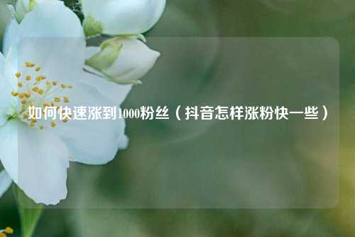 如何快速涨到1000粉丝（抖音怎样涨粉快一些）