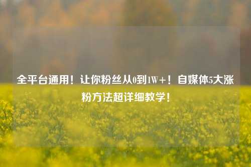 全平台通用！让你粉丝从0到1W+！自媒体5大涨粉方法超详细教学！