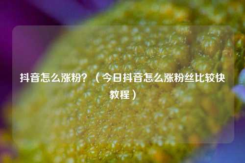 抖音怎么涨粉？（今日抖音怎么涨粉丝比较快教程）