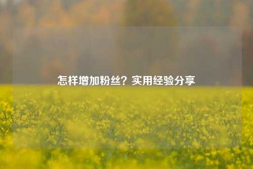 怎样增加粉丝？实用经验分享