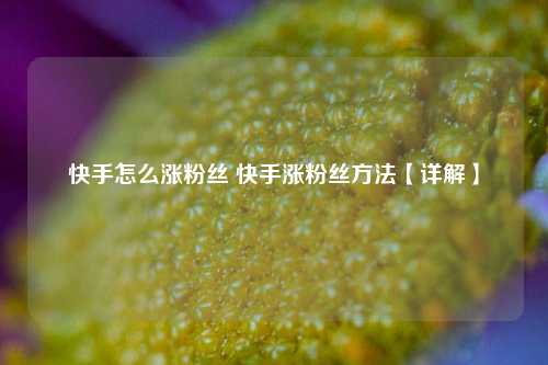快手怎么涨粉丝 快手涨粉丝方法【详解】